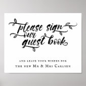 Script Wedding Bitte Gästebuch unterschreiben (Vorne)