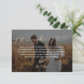 Script Wedding danke You Card, Foto und QR Code (Stehend Vorderseite)