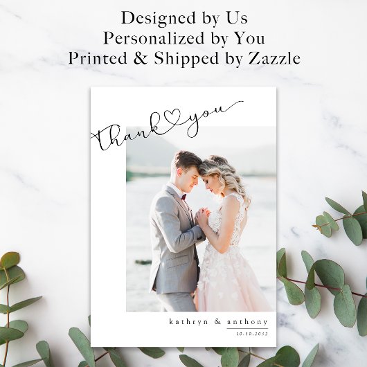 Script Wedding Dankeschön Karte mit Fotos