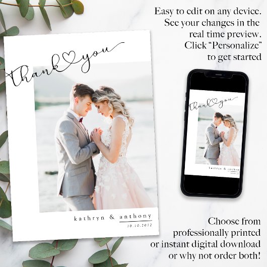 Script Wedding Dankeschön Karte mit Fotos