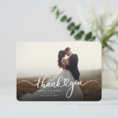 Script Wedding Day Foto handschriftlich Dankeskarte (Stehend Vorderseite)