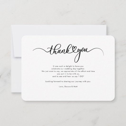 Script Wedding Day Foto handschriftlich Dankeskarte (Rückseite)