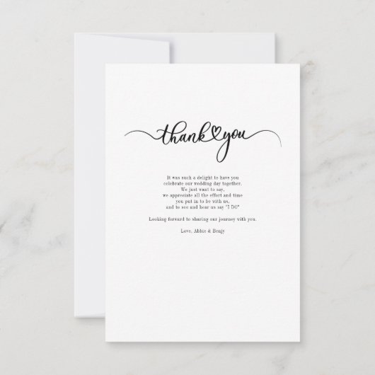 Script Wedding Foto Handschrift Dankeskarte (Rückseite)