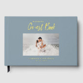 Script Wedding Foto Nautical Blue Wedding Gästebuch (Vorderseite)