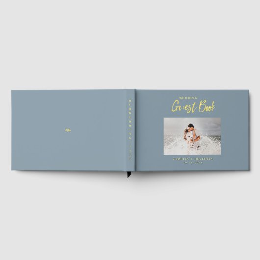 Script Wedding Foto Nautical Blue Wedding Gästebuch (Voll)