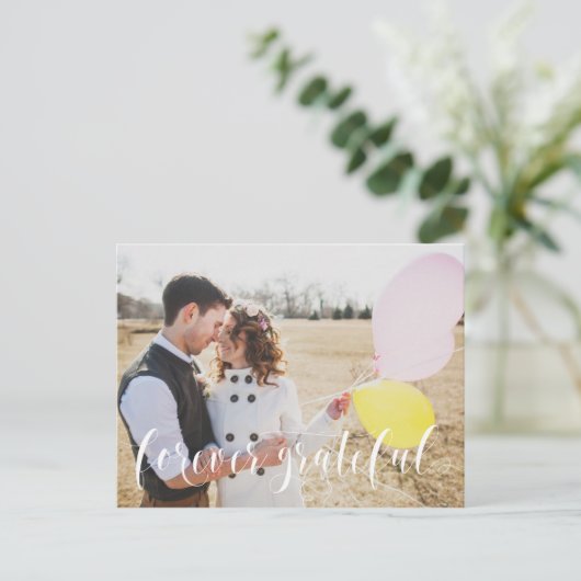 Script Wedding Foto Vielen Dank Postcard Postkarte (Stehend Vorderseite)