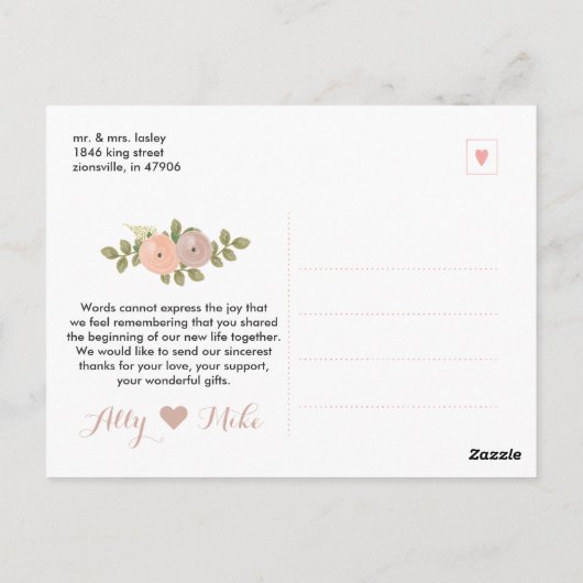 Script Wedding Foto Vielen Dank Postcard Postkarte (Rückseite)