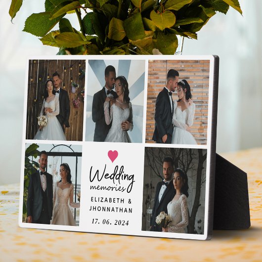 Script Wedding Memories Heart Couple Photo Collage Fotoplatte