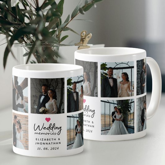 Script Wedding Memories Heart Couple Photo Collage Kaffeetasse