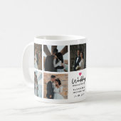 Script Wedding Memories Heart Couple Photo Collage Kaffeetasse (Vorderseite Links)