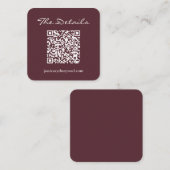 Script Wedding RSVP Details QR Code Burgundy Begleitkarte (Vorne/Hinten)