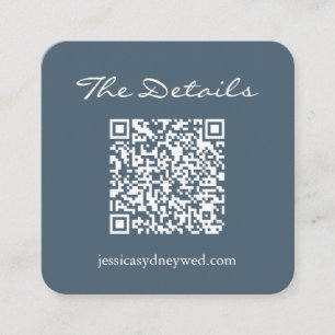 Script Wedding RSVP Details QR Code Dunkelblau Begleitkarte