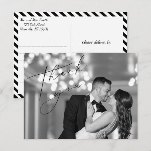 Script Wedding Thank You Post Card Postkarte (Vorne/Hinten)