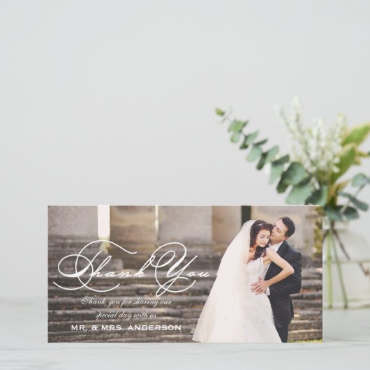 Script Wedding Vielen Dank Dankeskarte (Stehend Vorderseite)