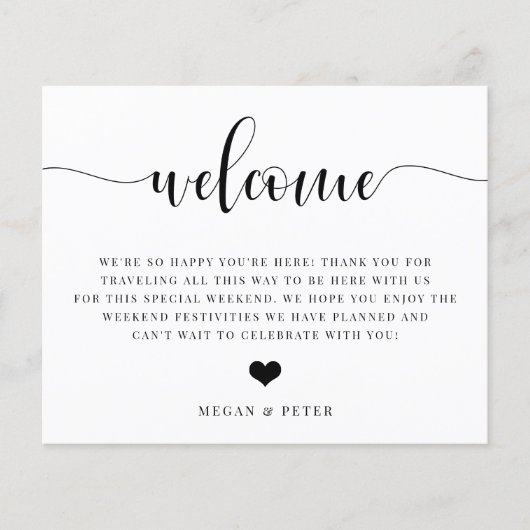 Script Wedding Welcome Bag Beilage Card (Vorderseite)
