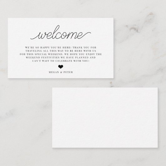 Script Wedding Welcome Bag Beilage Card Begleitkarte (Vorne/Hinten)