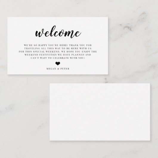 Script Wedding Welcome Bag Beilage Card Begleitkarte (Vorne/Hinten)