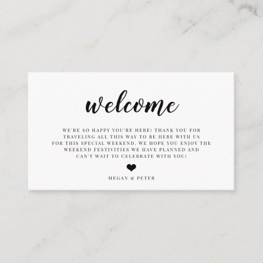 Script Wedding Welcome Bag Beilage Card Begleitkarte (Vorderseite)