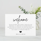Script Wedding Welcome Bag Beilage Card Einladung (Stehend Vorderseite)
