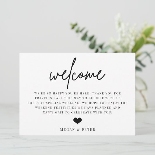 Script Wedding Welcome Bag Beilage Card Einladung (Stehend Vorderseite)