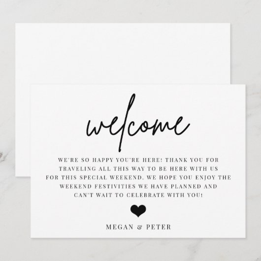 Script Wedding Welcome Bag Beilage Card Einladung (Vorne/Hinten)