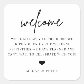 Script Wedding Welcome Bag Gefallen Quadratischer Aufkleber