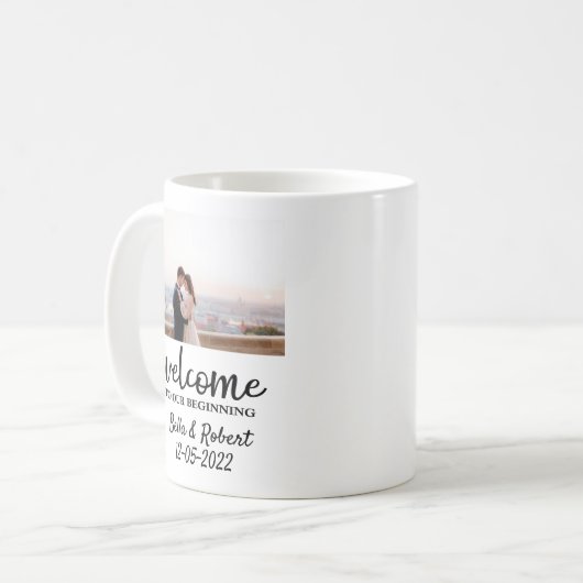 Script Wedding Welcome Sign Foam Board Kaffeetasse (Vorderseite Links)