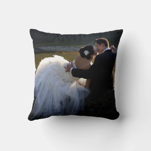 SCRIPT WEDING MONOGRAM | Linen Foto Keepake Kissen (Rückseite)