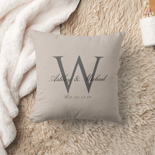 SCRIPT WEDING MONOGRAM | Linen Foto Keepake Kissen (Decke)