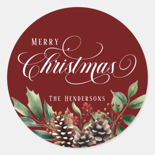 Script Weihnachten Runder Aufkleber (Vorderseite)