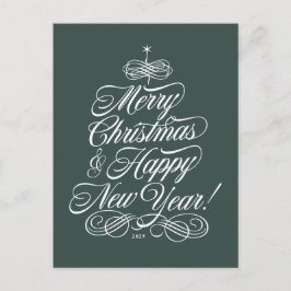 Script Weihnachtskarte in Grün Feiertagspostkarte