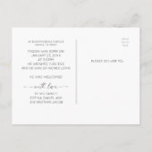 Script Welcome Baby Birth Announcement Foto Postkarte (Rückseite)