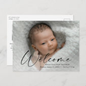 Script Welcome Baby Foto Birth Danke Postkarte (Vorne/Hinten)