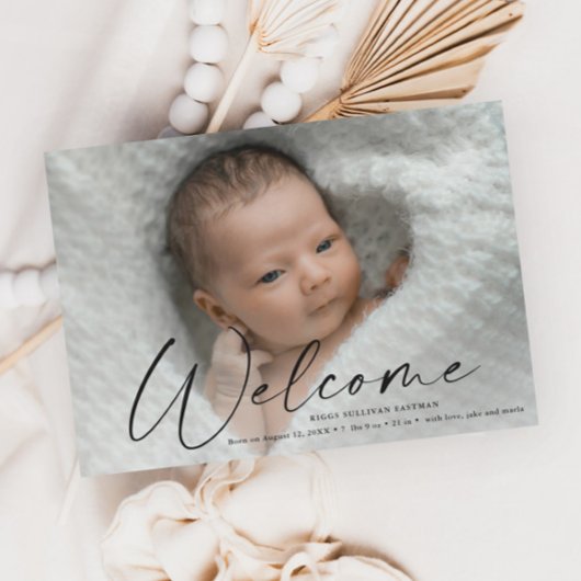 Script Welcome Baby Foto Geburtserklärung Magneteinladung
