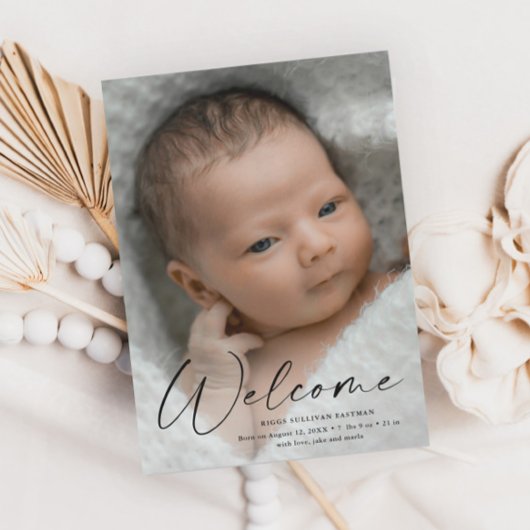 Script Welcome Baby Foto Geburtserklärung Magneteinladung