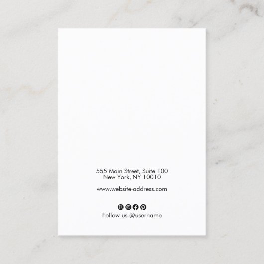 Script White Earring Gold Flecks Display Visitenkarte (Rückseite)