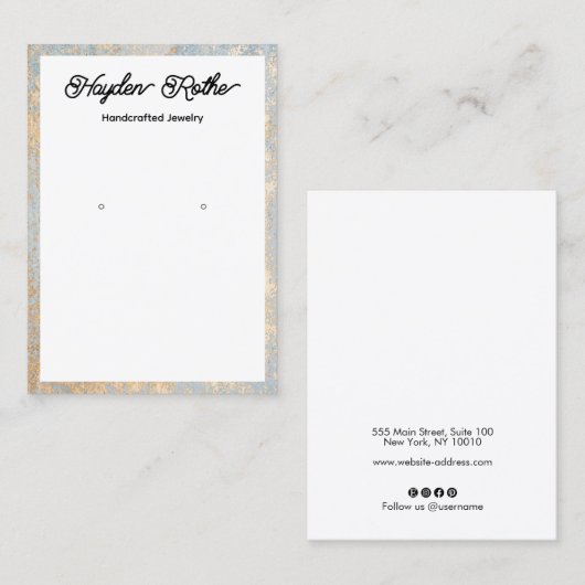 Script White Earring Gold Flecks Display Visitenkarte (Vorne/Hinten)