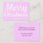 Script White Frohe Weihnachten Lila Weihnachtskart Mitteilungskarte (Vorne/Hinten)