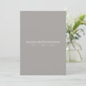 Script White & Gray Bachelorette Weekend Card Einladung (Stehend Vorderseite)