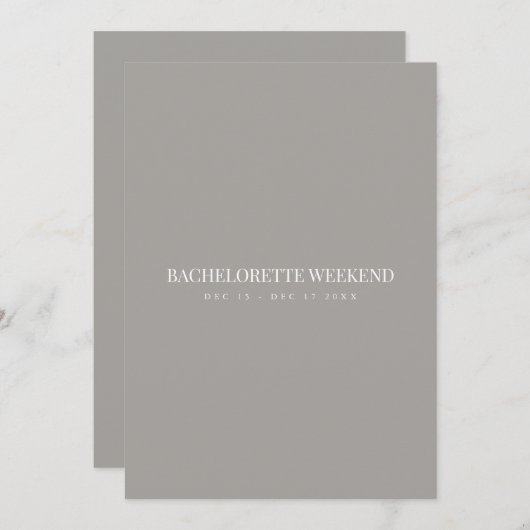 Script White & Gray Bachelorette Weekend Card Einladung (Vorne/Hinten)