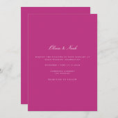 Script White & Magenta Wedding Einladungskarte Einladung (Vorne/Hinten)
