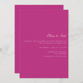 Script White & Magenta Wedding Einladungskarte Einladung (Vorne/Hinten)