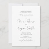 Script White Modern Wedding Einladung (Vorderseite)