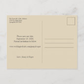 Script White Schriftart Save the Date Ankündigungspostkarte (Rückseite)