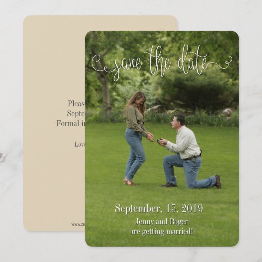 Script White Schriftart Save the Date Einladung (Vorne/Hinten)