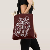 Script White Wolf Kopf auf Blut Red Persönlichen N Tasche (Von Nahem)