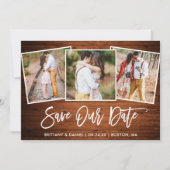 Script Wood 3 Foto Brush Rett Our Date Card Save The Date (Vorderseite)