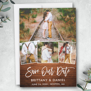 Script Wood 4 Foto Brush Rett Our Date Card Save The Date