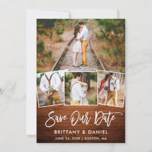 Script Wood 4 Foto Brush Rett Our Date Card Save The Date