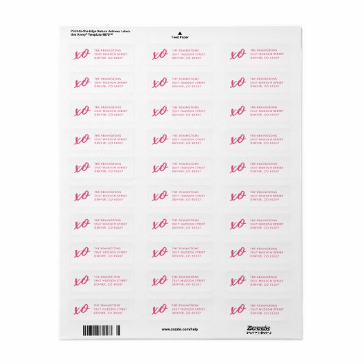 Script XO Valentine's Day Mailing Label - Rosa (Vorne)